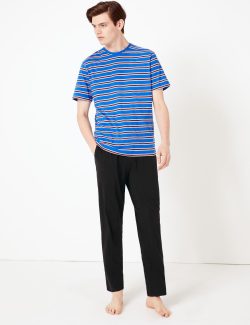 Saf Pamuklu Çizgili Pijama Takımı