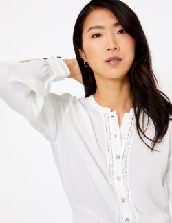 Uzun Kollu Waisted Bluz