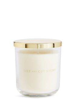 Zambak ve Yeni Kesilmiş Bitki Kokulu Kapaklı Mum