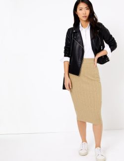 Örgü Desenli Midi Etek