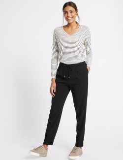 Pileli Tapered Leg Pantolon