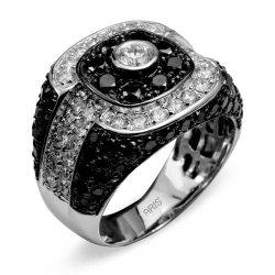Siyah ve Beyaz Pırlanta Erkek Yüzük