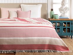 Madame Coco Denney Tek Kişilik Yatak Örtüsü – Ekru/Kırmızı