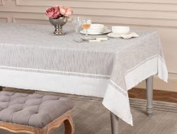 Madame Coco Chiara Flamlı Masa Örtüsü – Kahverengi – 160×230 cm