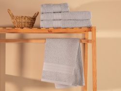 Madame Coco Fabrice Düz 4’lü Banyo Havlu Seti – Gri