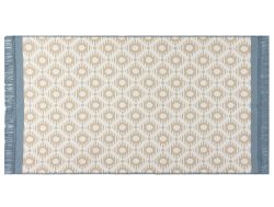 Madame Coco Bonnie Saçaklı Dokuma Kilim – Bej/Mavi – 60×100 cm