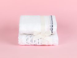 Madame Coco Rayford 2’li Yüz Havlu Seti – Lacivert/Beyaz