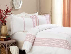 Madame Coco Leora Çift Kişilik Linen Look Nevresim Seti – Kırmızı