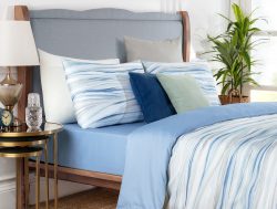 Madame Coco Marbre Çift Kişilik Baskılı Saten Nevresim Takımı – Mavi