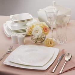Karaca Fine Pearl Helen 62 Parça 12 Kişilik İnci Yemek Takımı Kare