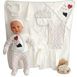 Chery Kalpli Tavşan Puanli 11 Parça Yenidoğan Hastane Çıkış Seti 0-3 Ay