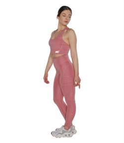 MuscleCloth Elise Cepli Spor Tayt + Elise Sporcu Sütyeni Pembe