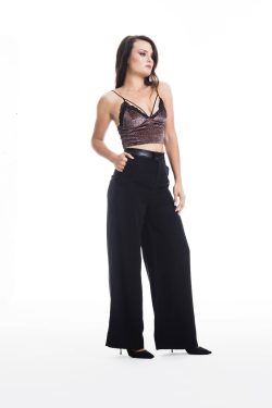 Deri Kemerli Palazzo Pantolon