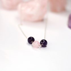 Ametist & Pembe Kuvars Kolye