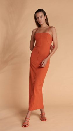 VIA DELL’AMORE SHEATH SILHOUETTE LONG TUBE DRESS