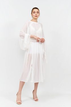 Büzgülü Beyaz Etek