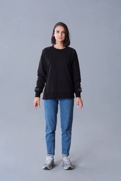 Oversize “No Sé” Nakışlı Siyah Sweatshirt