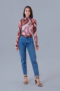 Kalp Desenli Tül Üst