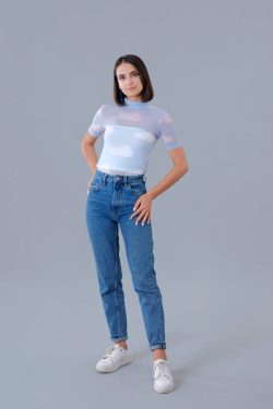 Bulut Desenli Tül Üst