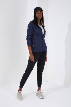İndigo – Lacivert Fermuar Cepli Dalgıç Kumaş Standart Kalıp Jogger Kadın Eşofman Takımı &# ...