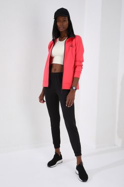 Rose – Siyah Fermuar Cepli Dalgıç Kumaş Standart Kalıp Jogger Kadın Eşofman Takımı – ...