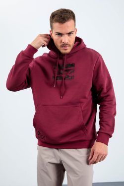 Erguvan Kaplan Baskılı Kapüşonlu Rahat Form Erkek Sweatshirt – 88036