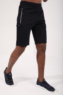 Lacivert Fermuar Cepli Nakış Detaylı Standart Kalıp Erkek Şort – 81204