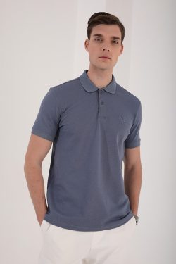 Petrol Klasik Black Yazı Nakışlı Standart Kalıp Polo Yaka Erkek T-Shirt – 87760