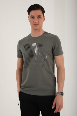 Çağla Karışık Harf Rakam Baskılı Rahat Form O Yaka Erkek T-Shirt – 87960