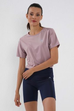Gül Kurusu Basic Kısa Kol Standart Kalıp O Yaka Kadın Crop Top T-Shirt – 97143