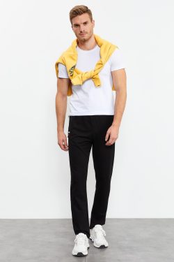 Siyah Fermuar Cepli Dar Kalıp Klasik Paça Erkek Eşofman Alt – 84649