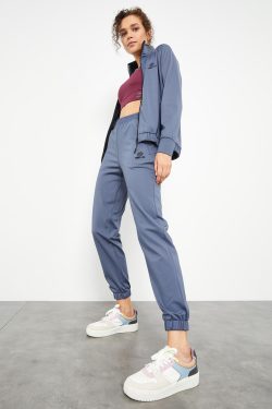 Petrol Yazı Detaylı Rahat Form Jogger Kadın Eşofman Takımı – 95305