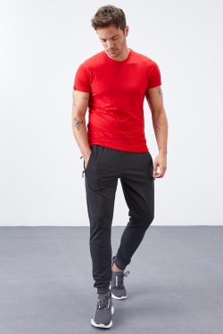 Antrasit Melanj Fermuarlı Üç Cepli Dar Kalıp Manşetli Erkek Eşofman Alt – 84543