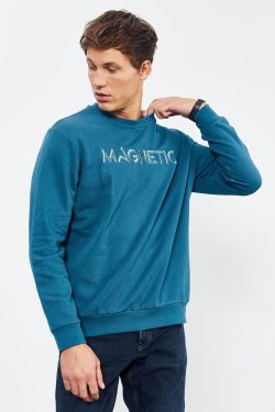 Zümrüt Yazı Nakışlı O Yaka Rahat Form Erkek Sweatshirt – 88020