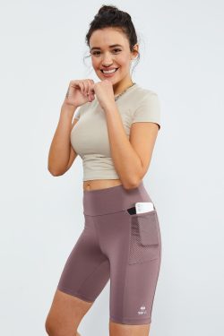 Gül Kurusu File Cepli Yüksek Bel Toparlayıcı Kadın Biker Tayt – 91010