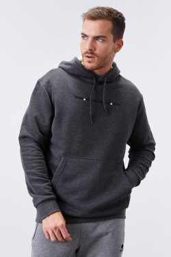 Antrasit Melanj Kol Baskılı Kapüşonlu Rahat Form Erkek Sweatshirt – 88038