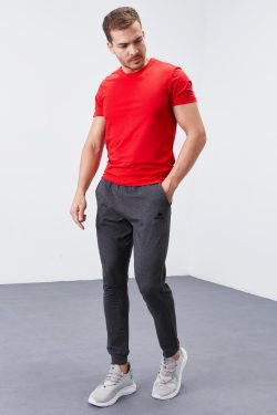 Antrasit Melanj Klasik Cepli Standart Kalıp Manşetli Erkek Eşofman Alt – 84652