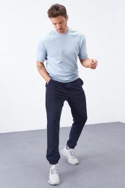 Lacivert Cepli Pike Kumaş Rahat Form Lastik Paça Erkek Eşofman Alt – 84836