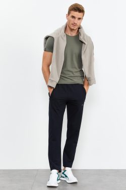 Lacivert Fermuar Cepli Dar Kalıp Klasik Paça Erkek Eşofman Alt – 84669