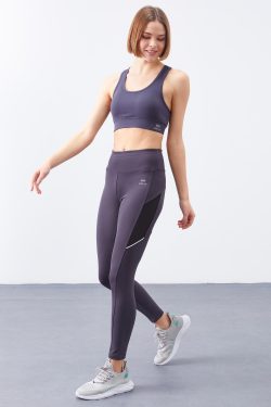 Antrasit Yüksek Bel Toparlayıcı Dar Paça Kadın Tayt – 94537