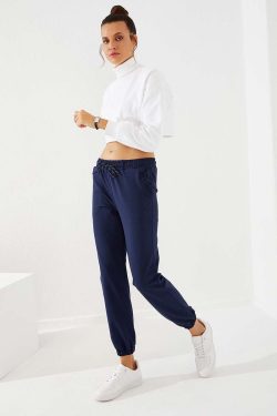 İndigo Büzgü Cepli Rahat Form Lastik Paça Kadın Eşofman Alt – 94580