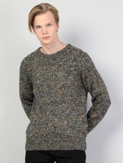 Regular Fit Bisiklet Yaka Erkek Antra Melanj Kazak