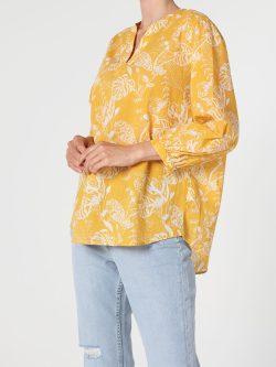 Regular Fit Hakim Yaka Kadın Sarı Uzun Kol Bluz