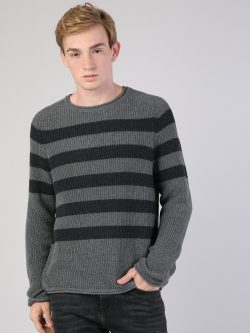 Long Fit Bisiklet Yaka Erkek Antrasit Kazak