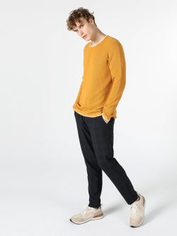 Regular Fit Bisiklet Yaka Sarı Erkek Kazak