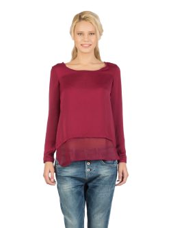 Uzun Kol Derin Yaka Bordo Gömlek