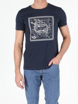 Regular Fit Bisiklet Yaka Örme Erkek Lacivert Kısa Kol Tişört