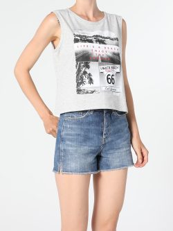 Regular Fit Gri Melanj Kadın Orme Atlet