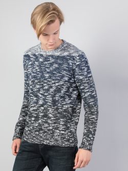 Regular Fit Bisiklet Yaka Erkek İndigo Kazak