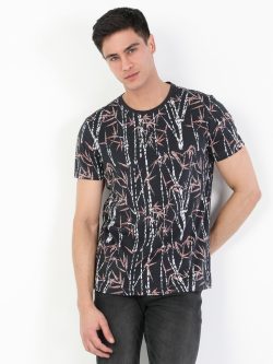 Regular Fit Bisiklet Yaka Örme Erkek Lacivert Kısa Kol Tişört